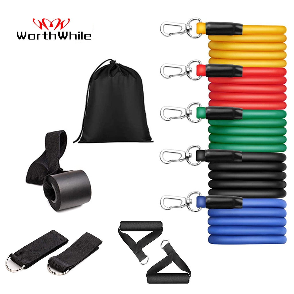 WorthWhile Gym Fitness Resistance Bands Set  Belt Yoga Stretch Pull Up Assist Rope Straps Crossfit Training Workout Equipment